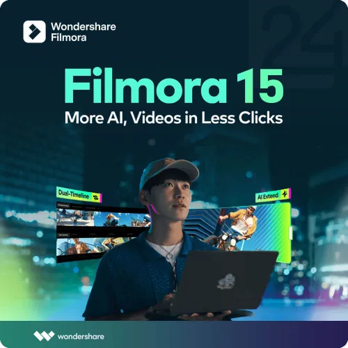 Wondershare Filmora 15 Perpectual Account with Ai features for 1 Year